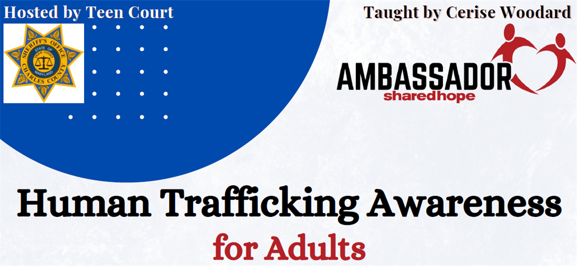 Banner of Human Trafficking Awareness flyer hosted by Teen Court